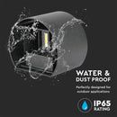 Настенный светильник 5W(700Lm) LED BRIDGELUX, V-TAC, IP65, черный, круглый, теплый белый свет 3000K