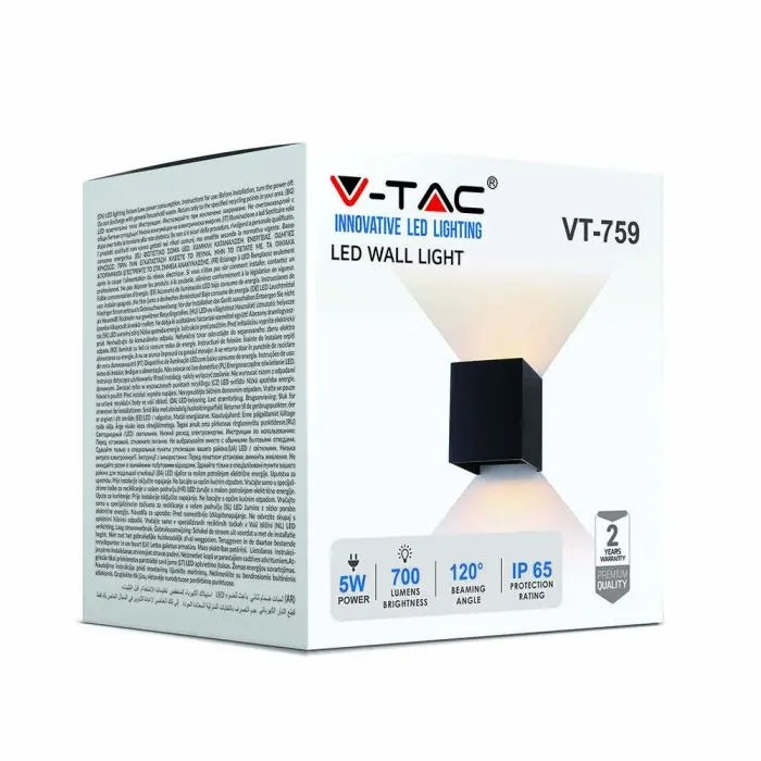 SUPERAKCIJA_5W(700Lm) BRIDGELUX LED Fasādes gaismeklis, melns, IP65, kvadrāta, neitrāli balta gaisma 4000K