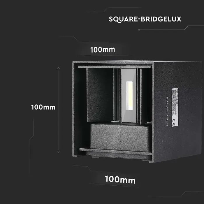SUPERAKCIJA_5W(700Lm) BRIDGELUX LED Fasādes gaismeklis, melns, IP65, kvadrāta, neitrāli balta gaisma 4000K