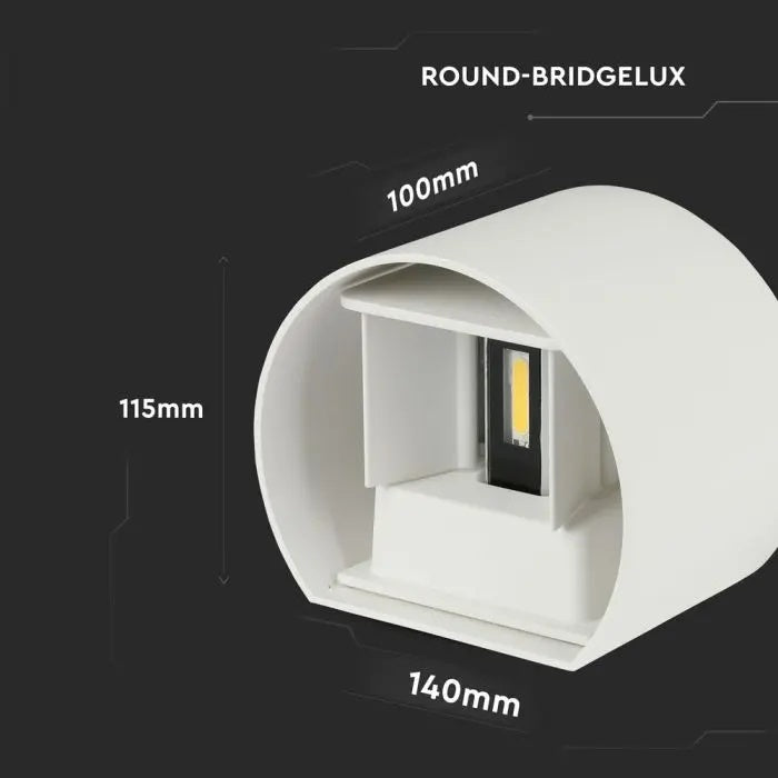 5W(700Lm) LED BRIDGELUX fassaadivalgusti, V-TAC, IP65, ümmargune, valge, neutraalne valge 4000K
