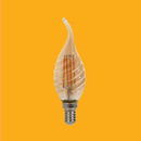 E14 4W(350Lm) LED Filament Bulb, IP20, glass, grooved, candle shape, amber color, V-TAC, warm white light 2200K
