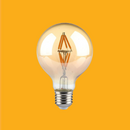 E27 4W(400Lm) LED Spuldze Filament AMBER, G80, V-TAC, silti balta gaisma 2200K