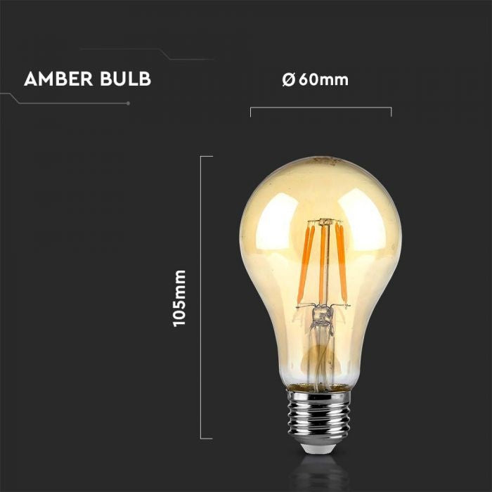E27 10W (950Lm) LED-lambi kollane hõõgniit, A60, IP20, soe valge valgus 2200K