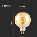 E27 4.8W(300Lm) LED lambipirn AMBER, G125, V-TAC, soe valge valgus 1800K