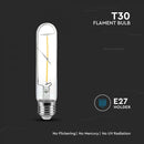 2W(200Lm) LED Bulb Filament, V-TAC, IP20, T30, warm white light 3000K
