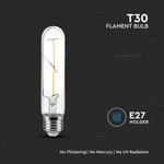 2W(200Lm) LED-lampa Filament, V-TAC, IP20, T30, varmvitt ljus 3000K
