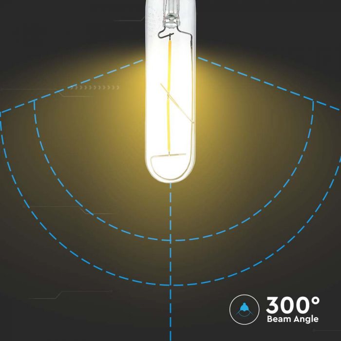 2W(200Lm) LED-lampa Filament, V-TAC, IP20, T30, varmvitt ljus 3000K