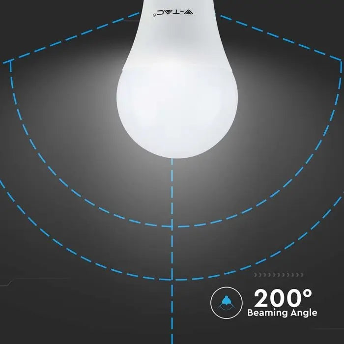 E27 8.5W(806Lm) LED spuldze, V-TAC, A60, IP20, silti balta gaisma 3000K