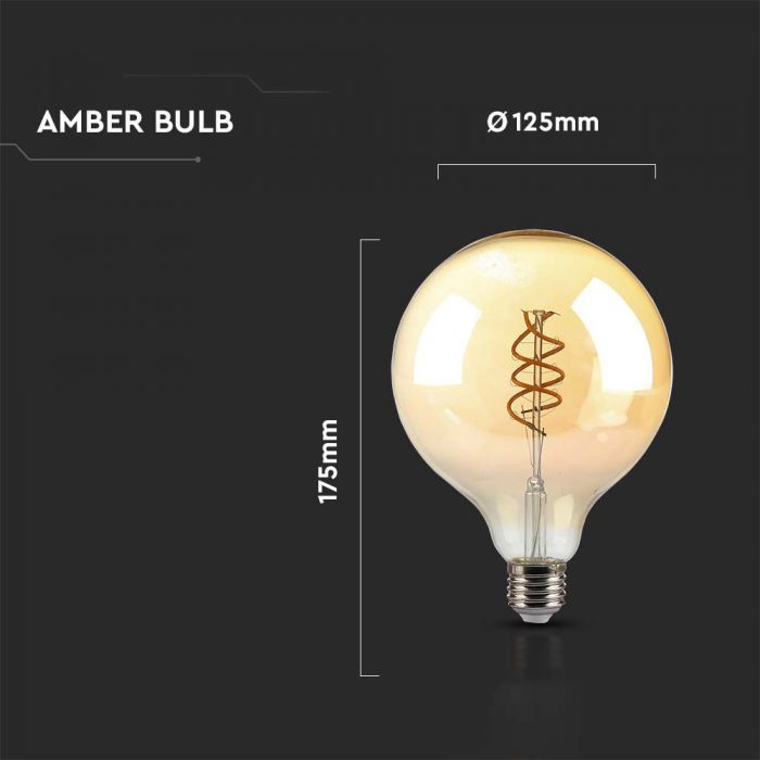 E27 6W(400Lm) LED Bulb Filament Retro, G125, V-TAC, warm white light 1800K
