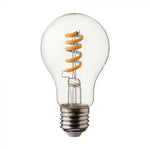E27 4W(300Lm) LED-lampa Filament spiral, V-TAC, A60, IP20, varmvitt ljus 3000K