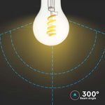 E27 4W(300Lm) LED-lampa Filament spiral, V-TAC, A60, IP20, varmvitt ljus 3000K