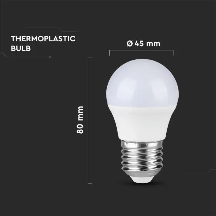 Светодиодная лампа E27 4,5 Вт (470 лм), V-TAC, IP20, теплый белый свет 3000K