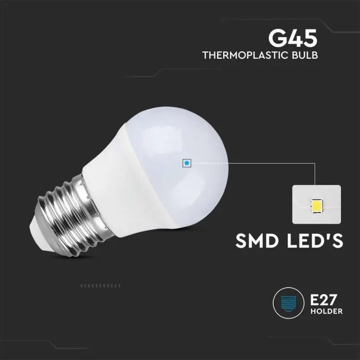 Светодиодная лампа E27 4,5 Вт (470 лм), V-TAC, IP20, теплый белый свет 3000K