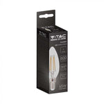 E14 6W(600Lm) LED-lampa Filament, ljusformad, V-TAC, varmvitt ljus 3000K