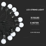 5m 0.5W/лампа (480Lm) 10 LED string, V-TAC, IP44, 270°, теплый белый свет 3000K