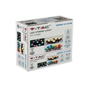 10m 0,5W/glödlampa (960Lm) LED-slinga, V-TAC, IP44, 270°, varmvitt ljus 3000K