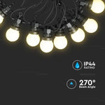 10m 0.5W/bulb(960Lm) LED string, V-TAC, IP44, 270°, warm white light 3000K