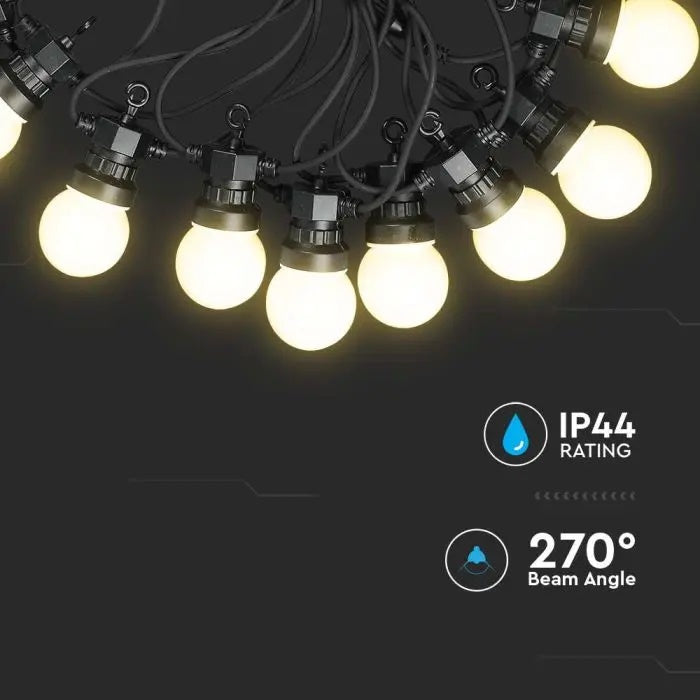 10m 0.5W/bulb(960Lm) LED string, V-TAC, IP44, 270°, warm white light 3000K