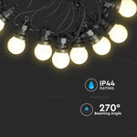 10m 0.5W/pirn (480Lm) 20 LED string, V-TAC, 24V, IP44, 270°, jaheda valge valgus 6000K