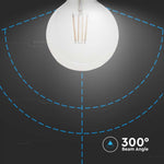 E27 12W(1521Lm) LED Spuldze Filament, V-TAC, G125, IP20, neitrāli balta gaisma 4000K