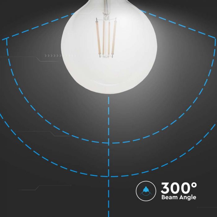 E27 12W(1521Lm) LED Spuldze Filament, V-TAC, G125, IP20, neitrāli balta gaisma 4000K