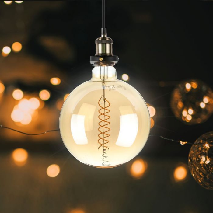 E27 8W(500Lm) LED Bulb Filament Amber, G200, V-TAC, IP20, warm white light 1800K