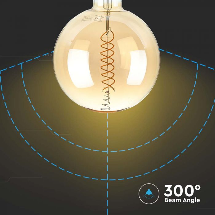 E27 8W(500Lm) LED Spuldze Filament Amber, G200, V-TAC, IP20, silti balta gaisma 1800K