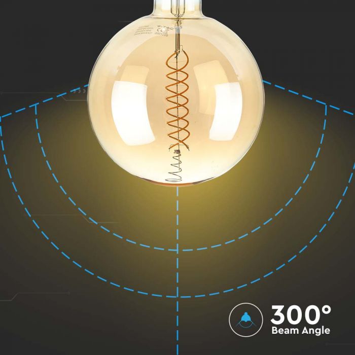 E27 8W(500Lm) LED Bulb Filament Amber, G200, V-TAC, IP20, warm white light 1800K