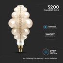 E27 8W(500Lm) LED-lampa Filament, dimbar, S200, V-TAC, varmvit 1800K