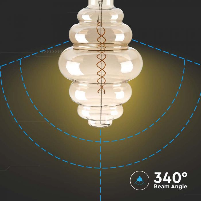 E27 8W(500Lm) LED-lampa Filament, dimbar, S200, V-TAC, varmvit 1800K