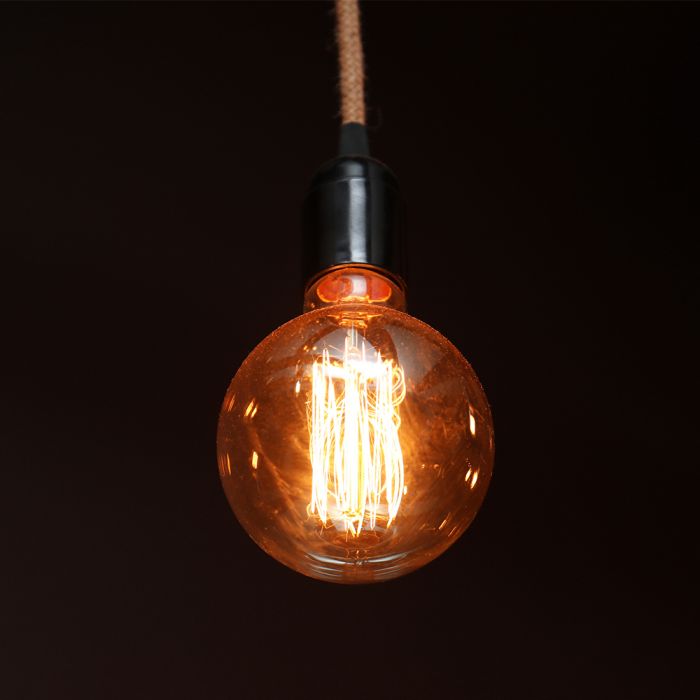 E27 4W(200Lm) LED-lambi hõõgniit AMBER, G125, IP20, V-TAC, soe valge valgus 1800K