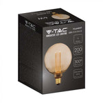 E27 4W(200Lm) LED-lampa Filament AMBER, G125, IP20, V-TAC, varmvitt ljus 1800K