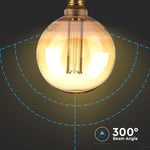 E27 4W(200Lm) LED-lampa Filament AMBER, G125, IP20, V-TAC, varmvitt ljus 1800K