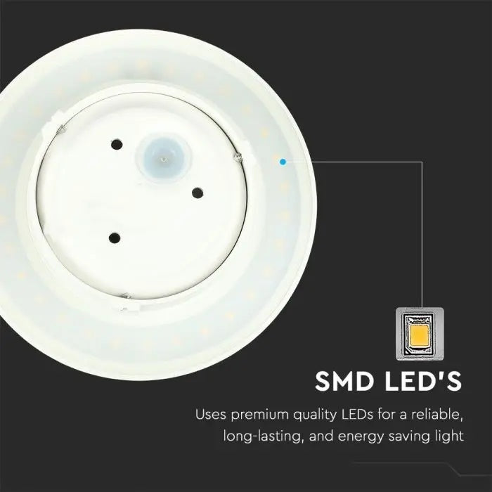 LED BRIDGELUX fassaadivalgusti, V-TAC, IP65, valge, ümmargune, soe valge valgus 3000K