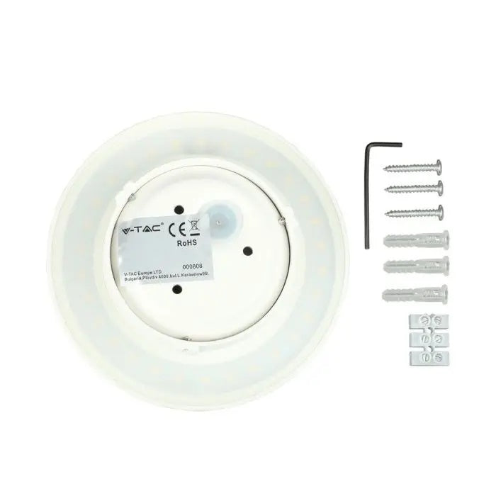 8W(1280Lm) LED BRIDGELUX fassaadivalgusti, V-TAC, IP65, ümmargune, valge, neutraalne valge 4000K