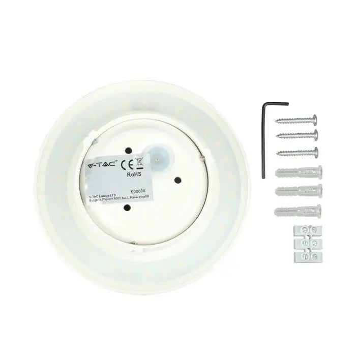 8W(1280Lm) LED BRIDGELUX Facade light, V-TAC, IP65, round, white, neutral white light 4000K