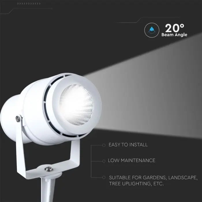 12W(920Lm) V-TAC LED COB zemē spraužams dārza gaismeklis, IP65, balts, silti balta gaisma 3000K
