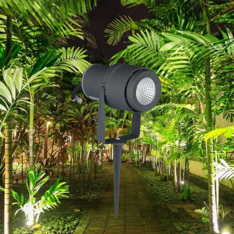 12W(875Lm) V-TAC LED COB zemē spraužams dārza gaismeklis, IP65, pelēks, silti balta gaisma 3000K