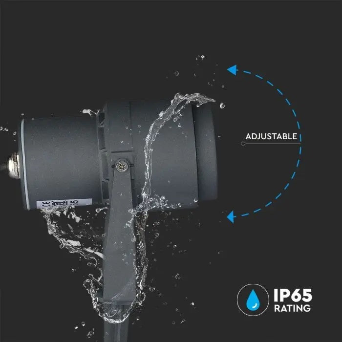 12W(875Lm) V-TAC LED COB zemē spraužams dārza gaismeklis, IP65, pelēks, silti balta gaisma 3000K