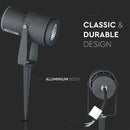 12W(875Lm) V-TAC LED COB zemē spraužams dārza gaismeklis, IP65, pelēks, silti balta gaisma 3000K