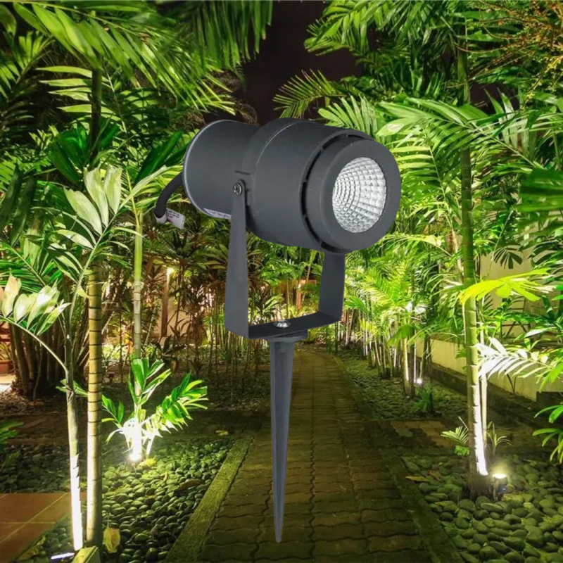 12W(930Lm) V-TAC LED COB zemē spraužams dārzagaismeklis, IP65, pelēks, neitrāli balta gaisma 4000K