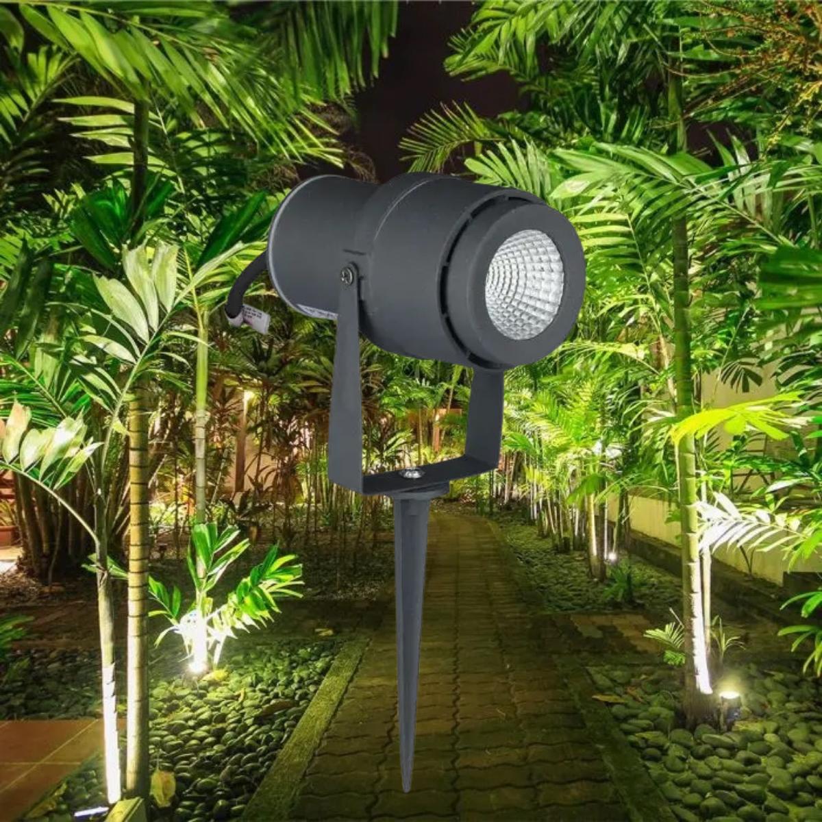 12W(930Lm) V-TAC LED COB zemē spraužams dārzagaismeklis, IP65, pelēks, neitrāli balta gaisma 4000K