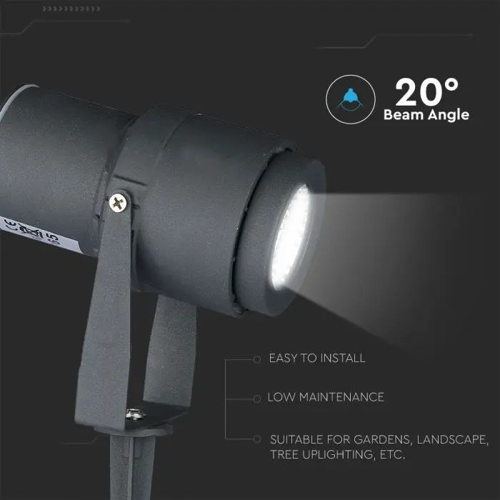 12W(930Lm) V-TAC LED COB ground garden light, IP65, gray, neutral white light 4000K