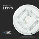 12W(1200Lm) LED plafons, IP20, balts, apaļš, 3in1(maināma gaismas temperatūra 3000K,4000K,6400K), V-TAC