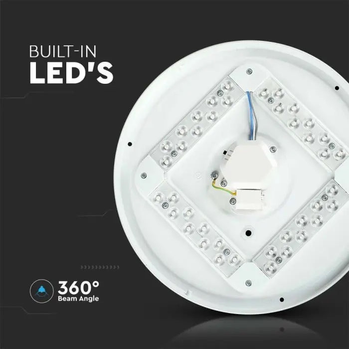 12W(1200Lm) LED-poster, IP20, vit, rund, 3in1(variabel ljustemperatur 3000K,4000K,6400K), V-TAC