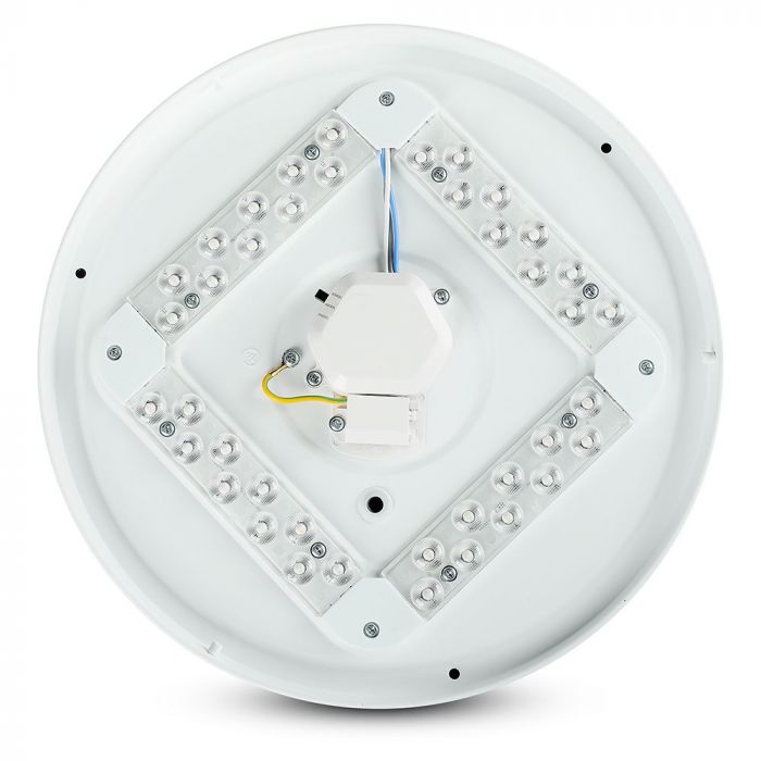 24W(2600Lm) LED plafons, IP20, balts zvaigžņots, apaļš, 3in1(maināma gaismas temperatūra 3000K,4000K,6400K), V-TAC