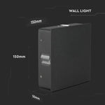 4W(428Lm) LED-väggarmatur, V-TAC, IP65, svart, fyrkantig, varmvitt ljus 3000K