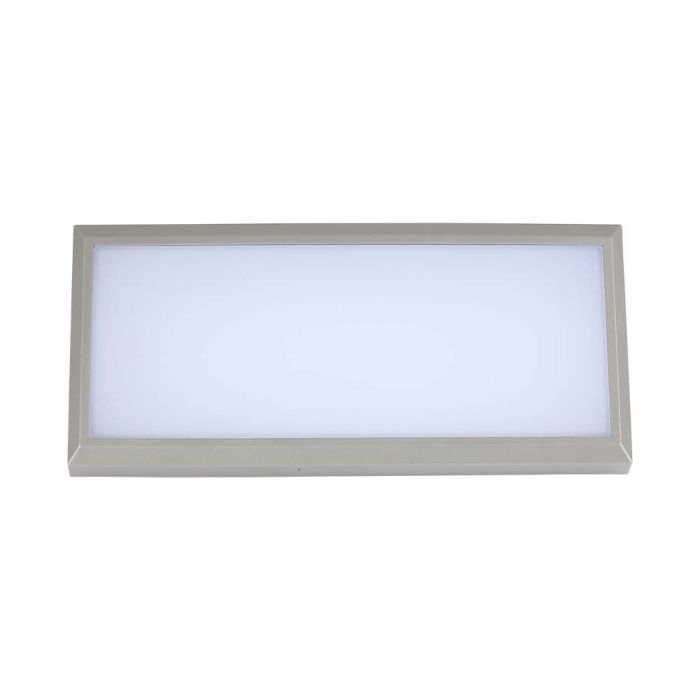 12W(1250Lm) LED Fasādes gaismeklis, kvadrāta formas, V-TAC, IP65, pelēks, auksti balta gaisma 6400K