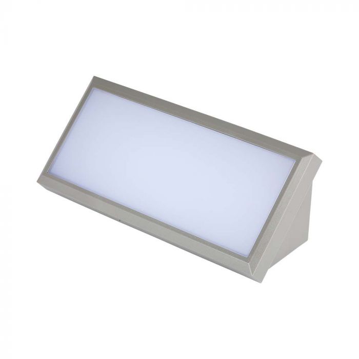 Фасадный светодиодный светильник 20W(2050Lm), квадратный, V-TAC, IP65, серый, теплый белый свет 3000K