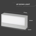 9W(850Lm) LED sienas gaismeklis, V-TAC, IP65, pelēks, kvadrāta, neitrāli balta gaisma 4000K